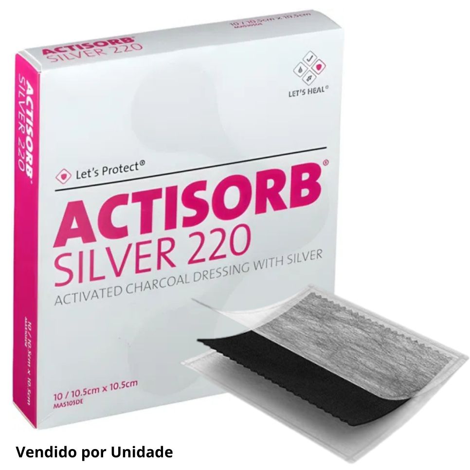 Curativo Carvão Ativado 10,5x10,5cm Actisorb PLUS 25 MAP105 - SYSTAGENIX