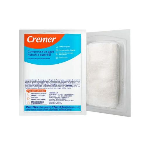 Compressa de Gaze Estéril 7,5x7,5 13F C/10 C/RX 303032 - CREMER