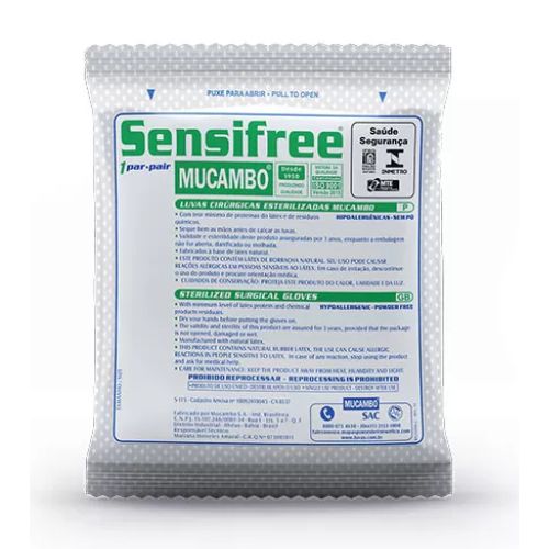 Luva Cirúrgica Estéril (Mucambo) S/Pó 8,0 - SENSIFREE | CIRURGICA LUCENA