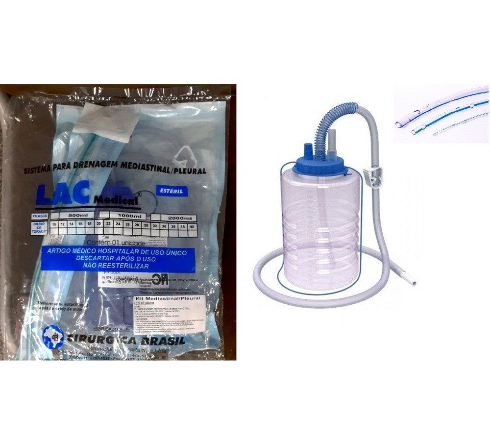 Sistema de Drenagem Torácica Mediastinal 1000ml com Dreno LACMEDICAL CIRURGICA LUCENA Sistema de Drenagem Torácica Mediastinal 1000ml com Dreno LACMEDICAL CIRURGICA LUCENA