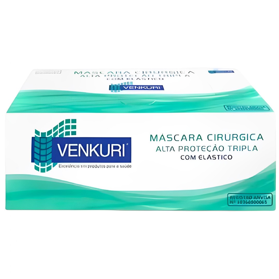 Máscara Cir Desc Tripla C/Elástico Clip/Nasal C/50 - VENKURI